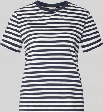 GANT T-Shirt mit Rundhalsausschnitt und Label-Stitching in Marine, Gr&ouml;&szlig;e XXL