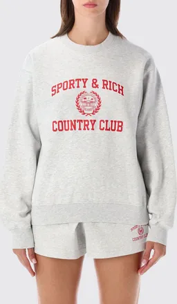 Sporty & Rich Crewneck Cotton Jersey Jumper with Contrast Logo