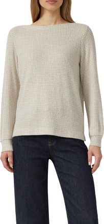 s.Oliver Langarmshirt S.OLIVER, Damen, Gr. 38, golden gelb check, Strick, Obermaterial: 75% Viskose, 22% Polyester, 3% Elasthan, unifarben, relaxed fit normal,