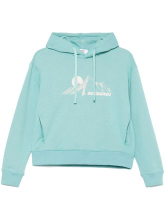 Rossignol logo-print hoodie - women - Cotton/Polyester - M - Blue