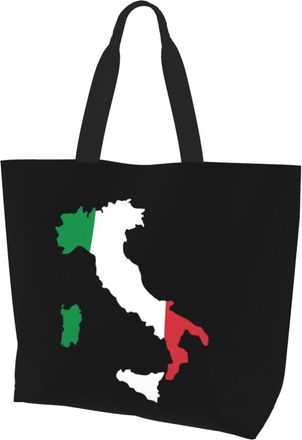 AOOEDM Italia Italy Italian Flag Ladies Canvas Tote Reusable Shopping Bag