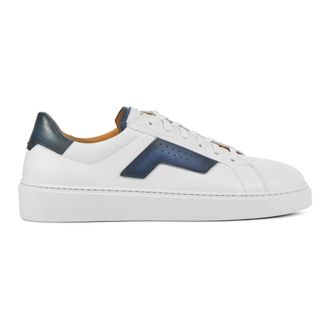 Magnanni Schoenen, Heren, Wit, 43 EU, Leer, Wit Blauwe Sneakers