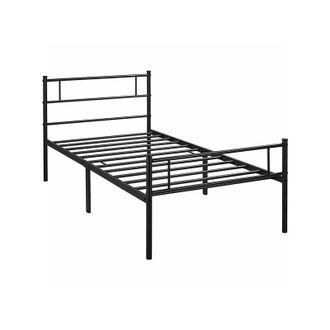 Yaheetech Struttura Letto in Ferro Battuto a Doghe in Metallo Nero 90 x 190 cm - Yaheetech