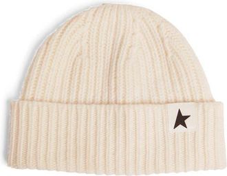 Golden Goose Damian Star Cuff Rib Beanie in Off White at Nordstrom, Size Medium