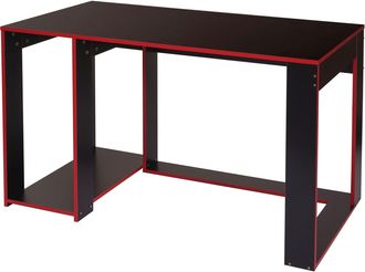 Hhg Hhg - Escritorio 834, Escritorio De Ordenador, Escritorio De Oficina, 120x60x76cm, Negro-rojo