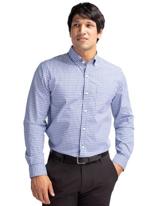 Cutter & Buck Easy Care Stretch Gingham Mens Long Sleeve Dress Shirt