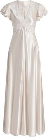Alberta Ferretti Bias-Cut Satin Gown - Dames - Avondkleed - Beige - 2XS - Satijn - Kleedjes