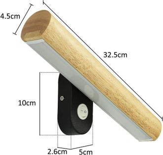 OEM Aplique De Pared Led De Madera Con Interruptor, Giro De 360&deg;, L&aacute;mpara De Mesita De Noche De 6 W, Luz Blanca C&aacute;lida/fr&iacute;a/natural, Conmutable 3 En 1, 32