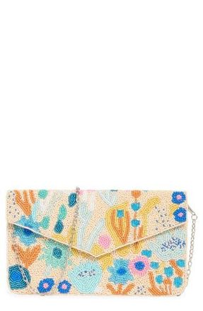 Collection XIIX Beaded Abstract Floral Flap Clutch in Beige Multi at Nordstrom Rack