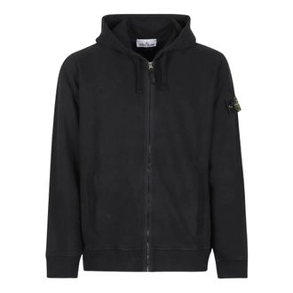 Stone Island Hooded Full-Zip Sweatshirt - Heren - Vesten met rits - Zwart - M - Katoen - Hoodies & sweatvesten