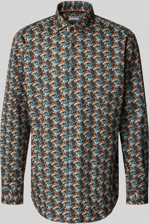 Jake*s Regular Fit Business-Hemd mit Knopfleiste in Marine, Größe 37/38