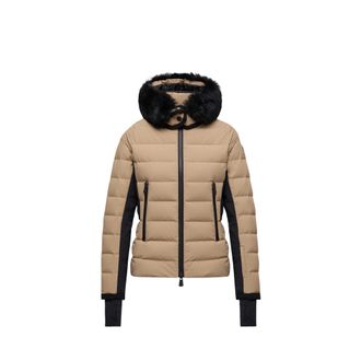 Moncler Moncler Lamoura Hooded Shearling-trimmed Insulated Ski Jacket, Women, Beige, Size: 0
