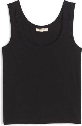 Madewell Scoop Neck Regenerative Cotton Rib Tank in Jet Black at Nordstrom, Size Xx-Small