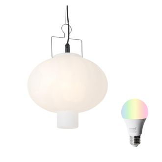 QAZQA Moderno L&aacute;mpara Colgante Exterior Inteligente Blanca 35 Cm Con Wifi A60 - Pion Pl&aacute;stico /met&aacute;lica Redonda Adecuado Para Led Max. 1 X 9 Watt - Qazqa