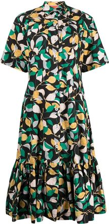 La DoubleJ orchard-print shirt midi dress - women - Cotton - M - Black