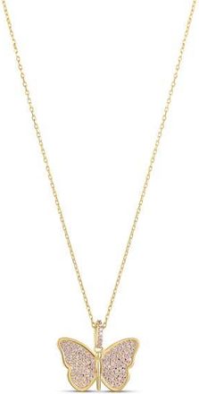 SHYMI Pav&eacute; Cubic Zirconia Butterfly Pendant Necklace in Gold at Nordstrom, Size 16