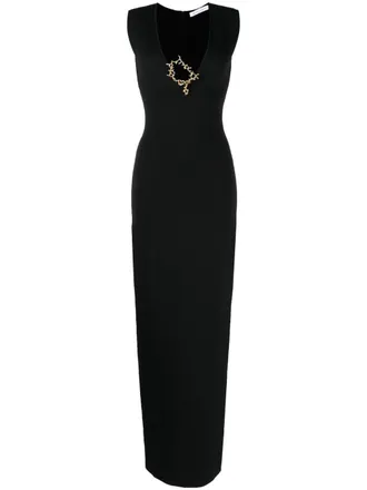 Rachel Gilbert Paloma embellished gown dress - women - Nylon/Viscose - L - Black