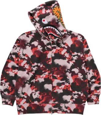 A Bathing Ape Map Camo Shark Full Zip Hoodie Red 1L30-115-001-RED