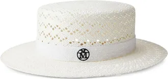 Maison Michel interwoven design straw fedora - women - Straw/Polyester/Cotton - L - White