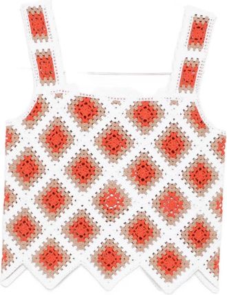Marella Sleeveless Tops, female, Multicolor, Size: L/XL Crochet-knit Top