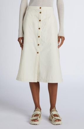 Moncler Snap Front Twill A-Line Skirt in White at Nordstrom, Size 44
