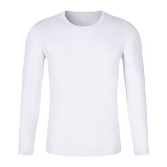 Generic Mens Long Sleeve Crew Neck Long Sleeve Solid Color T Shirt Log Sleeve T Shirts for Men (White, XL)