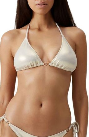 Melissa Odabash Costa Foil Triangle Bikini Top in Gold at Nordstrom, Size 10