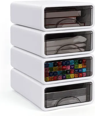 OEM Set Di 4 Cassettiere Impilabili, Organizer Da Scrivania, Scatole Di Plastica Per Ufficio, Scuola, Casa, Toletta, Ufficio
