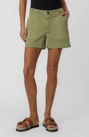 Kut from the Kloth Ashton High Waist Twill Utility Shorts in Celery at Nordstrom, Size 10