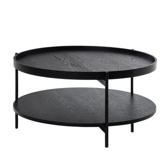 Koketto Home Mesa auxiliar de madera con doble tablero y patas negras negro