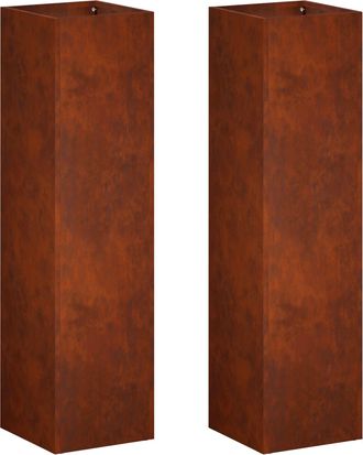 vidaXL Macetero De Jard&iacute;n 2 Uds. Oxidado 20 X 20 X 75 Cm Acero Oxidado Vidaxl