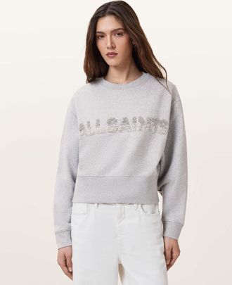 AllSaints Cotton Pearl Separo Sequin Sweatshirt, Size: XS