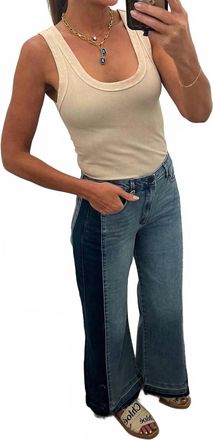 Tractr Two Toned Wide Leg Jeans In Blue