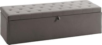 HOMCOM Homcom Puff Almacenaje, Banco Almacenaje, 141l, 137x41x42 Cm, Tapizado En Terciopelo, Ba&uacute;l De Almacenamiento, Carga 240 Kg, Para Dormitorio, Gris