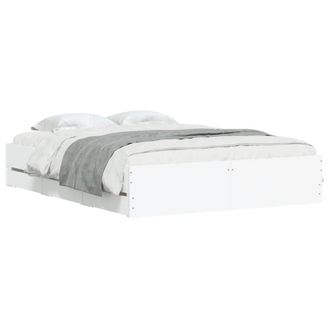 Berkfield Home Modern Bed Frame with Drawers without Mattress White 140x190 cm