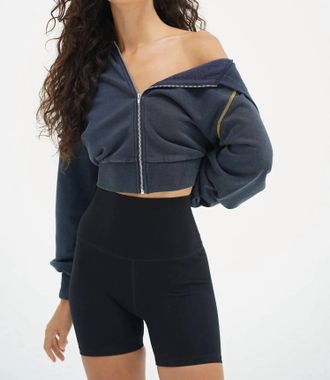 LnA Lennon Zip Up Hoodie In Stone Wash
