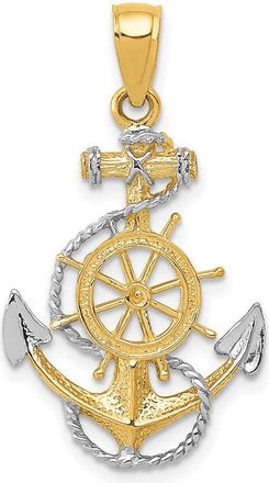 Diamond2Deal 10k Yellow Gold Rhodium Anchor Rope Pendant