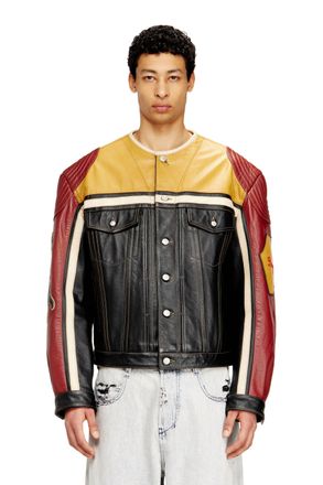 Diesel Leather jacket with patch details - Leather jackets - Unisex - Multicolor