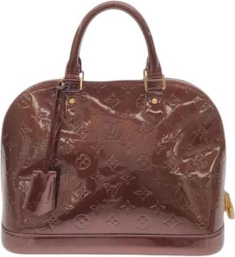 Louis Vuitton Pre-owned Vintage Enamel Leather Handbag - Dames - Vintage Handtas - Bruin - ONE Size - Leer - Vintage