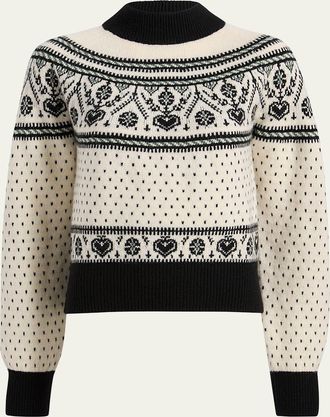 Khaite Guy Intarsia Mock Neck Cashmere Sweater