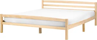 Beliani Letto Matrimoniale In Legno Di Pino Chiaro Con Rete A Doghe 180 X 200 Cm Echallon