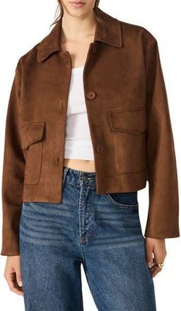 Steve Madden Faux Suede Trucker Jacket in Shaved Chocolate at Nordstrom Rack, Size X-Large