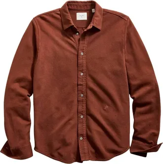 Billy Reid Mens Long Sleeve Knit Yellowhammer Shirt In Cinnamon