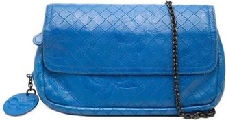 Bottega Veneta Pre-owned Leren Crossbody Tas - Dames - Vintage Schoudertas - Blauw - ONE Size - Leer - Vintage