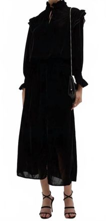 Finley Mary Jane Velvet Smocked Waist Dress In Black