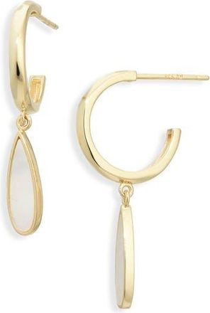Argento Vivo Mother-of-Pearl Teardrop Huggie Hoop Earrings in Gold at Nordstrom Rack