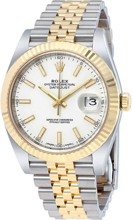 Rolex Datejust 41 White Dial Steel and 18K Yellow Gold Jubilee Mens Watch 12633WSJ