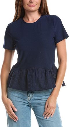 CeCe by Cynthia Steffe Cece Embroidered Peplum Knit Top