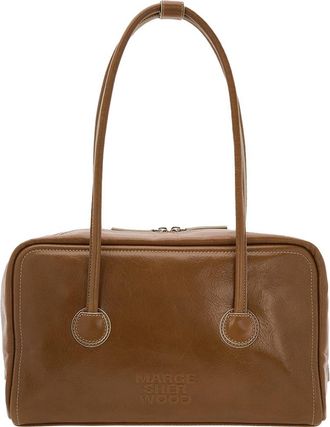 Margesherwood Boston Leather Shoulder Bag in Brown Crinkle at Nordstrom