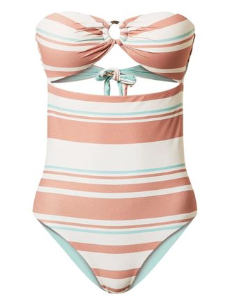 Twin-Set striped bandeau swimsuit - White